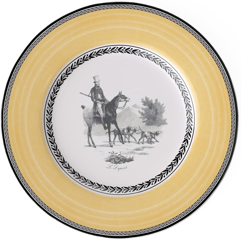 ElegantVilleroy Boch Audun Chasse Dinner Plate Size 105in WhiteGrayYellow