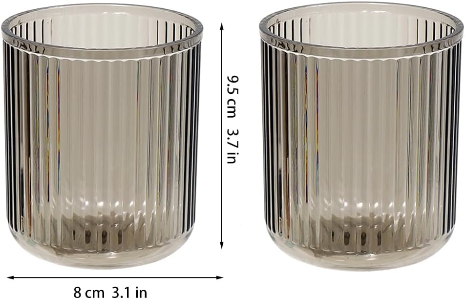Bathroom Tumbler Set 2 Unbreakable Toothbrush Cup Dishwasher Safe drinking cup Gray Gray