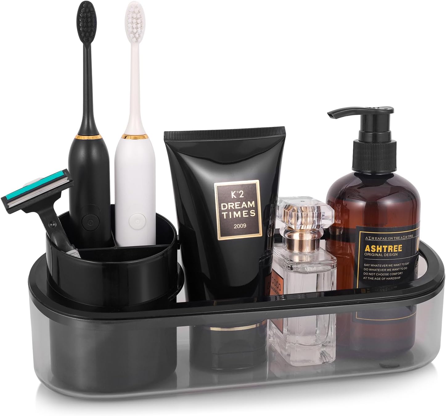 Space-Saving Black Toothbrush Holder for Bathrooms