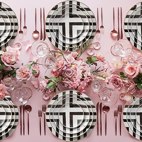 Scandinavian Style Bone China Dinner Plate with Crossroad Stripes