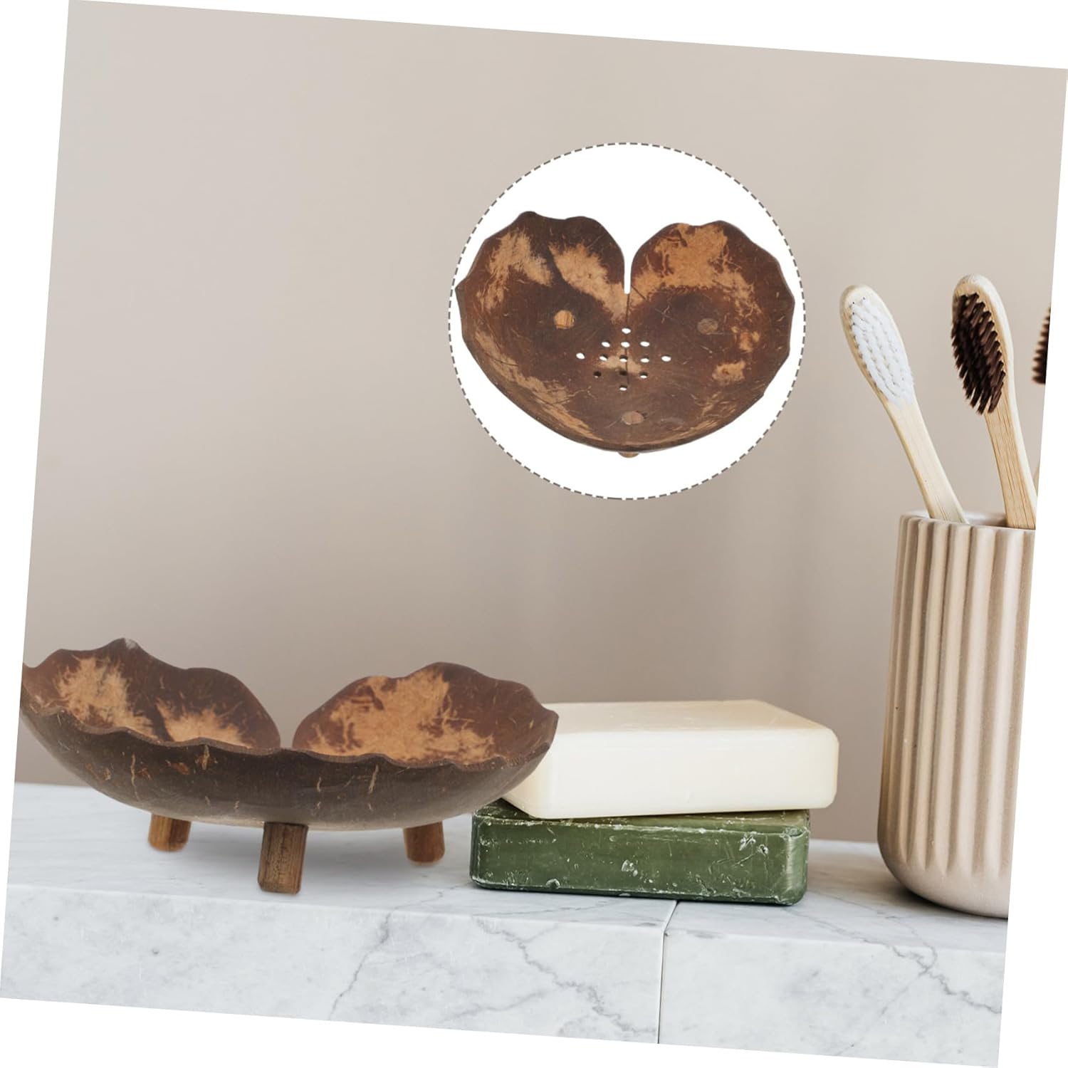 Stylish Coconut Shell Soap Dish Holder for Bathroom