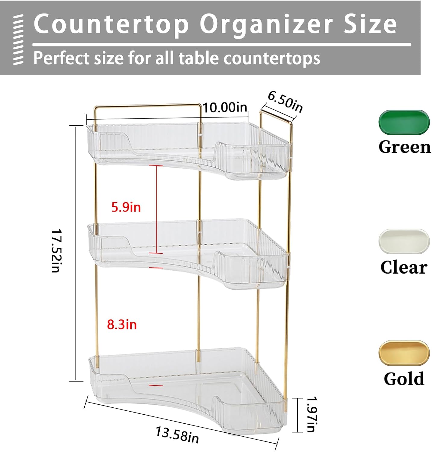 3-Tier Corner Organizer Classic White Storage Shelf