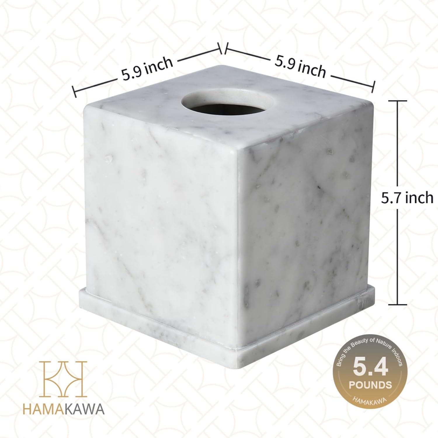 Natural Marble Tissue Box Cover Carrara White 6x6x57in Square Holder