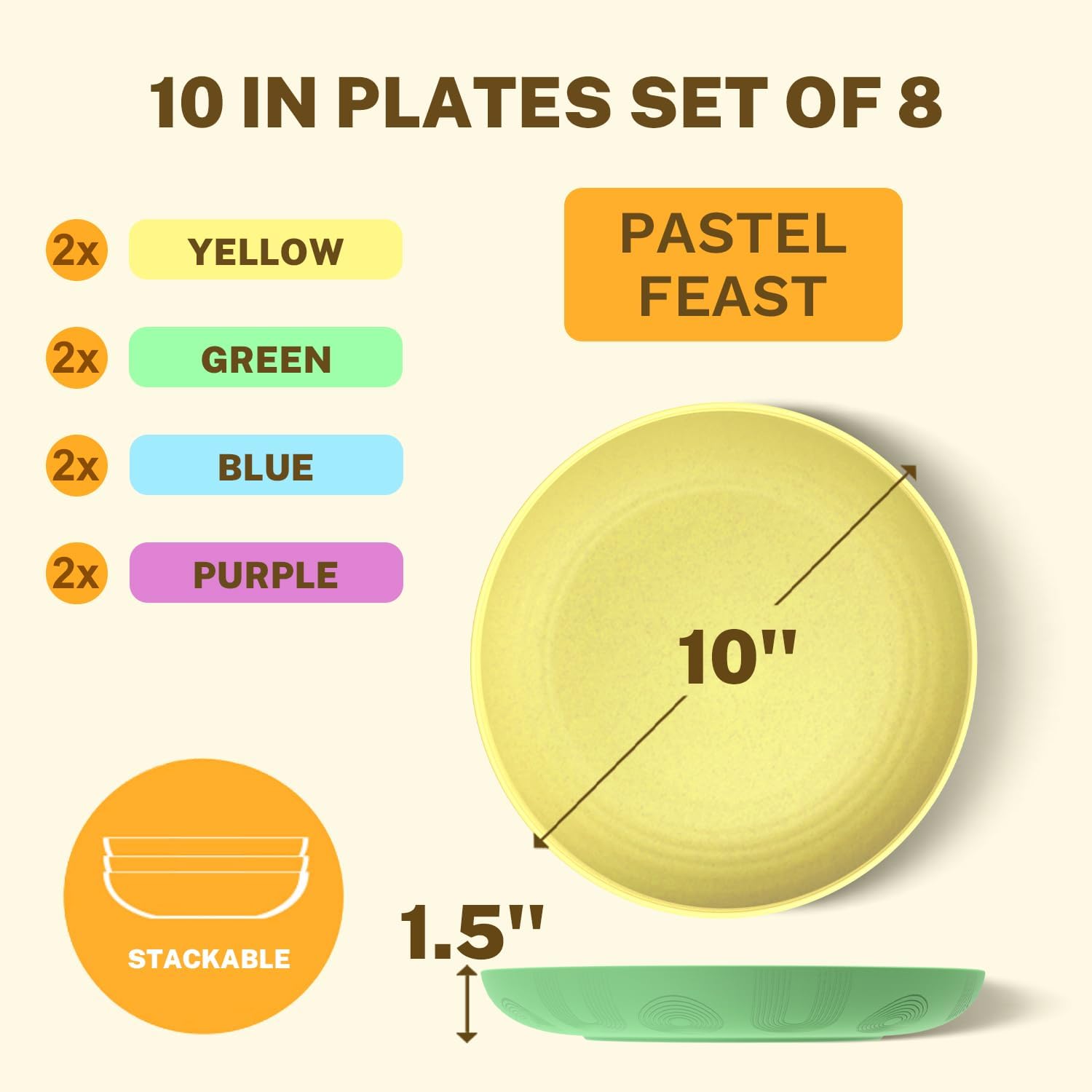 SINOGE Wheat Straw Plates 10 Inch Disc