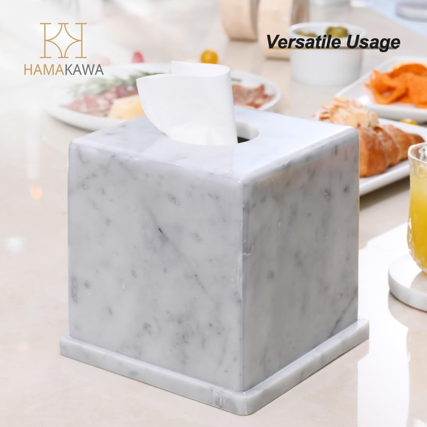Natural Marble Tissue Box Cover Carrara White 6x6x57in Square Holder
