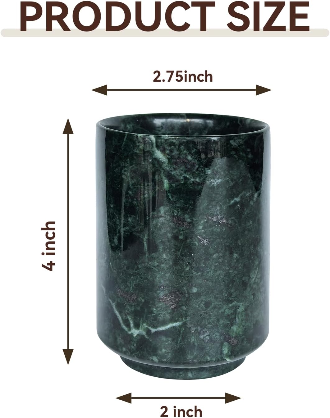 Natural Handcrafted Green Marble and Jade Pen Holder Organizer Cup Multi-Use
