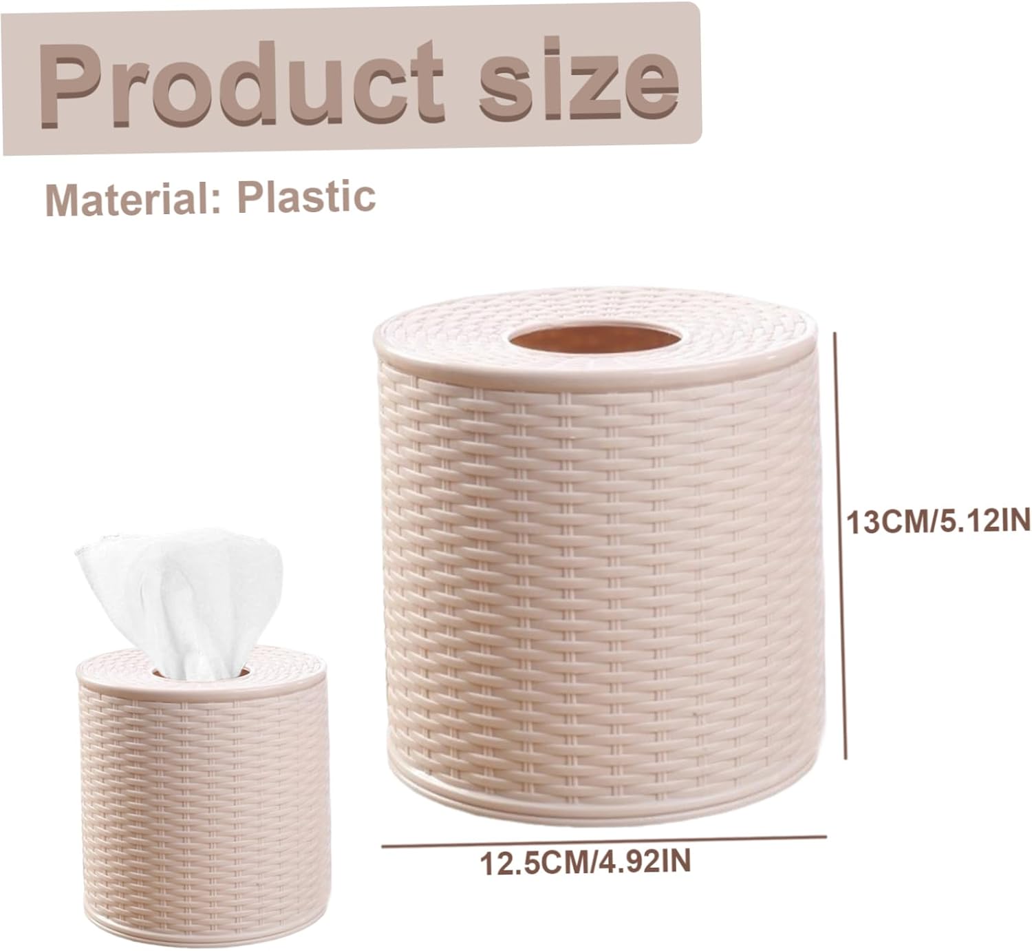 Round Imitation Rattan Toilet Paper Cover for Bathroom Kitchen Office