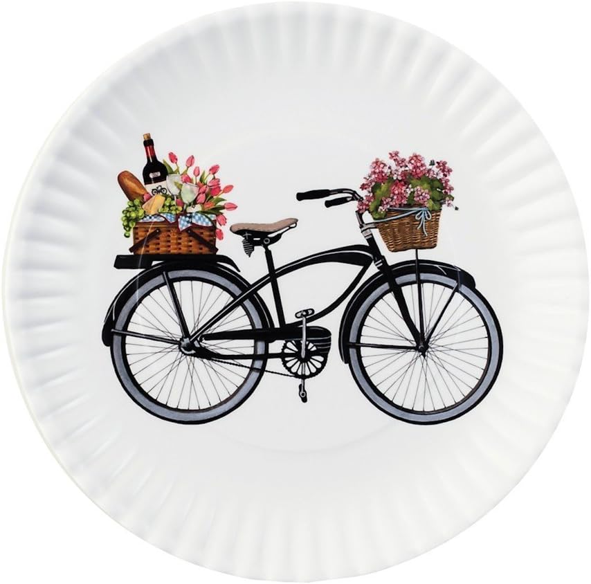 Bring the Fun with 9 Melamine Plates Set of 4 Summer Bikes Design