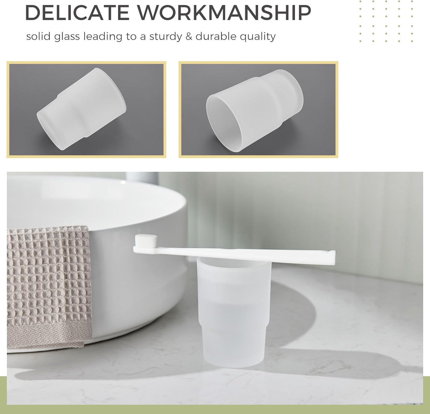 Aomasi Frosted Glass Tumbler - Durable Toothbrush Holder