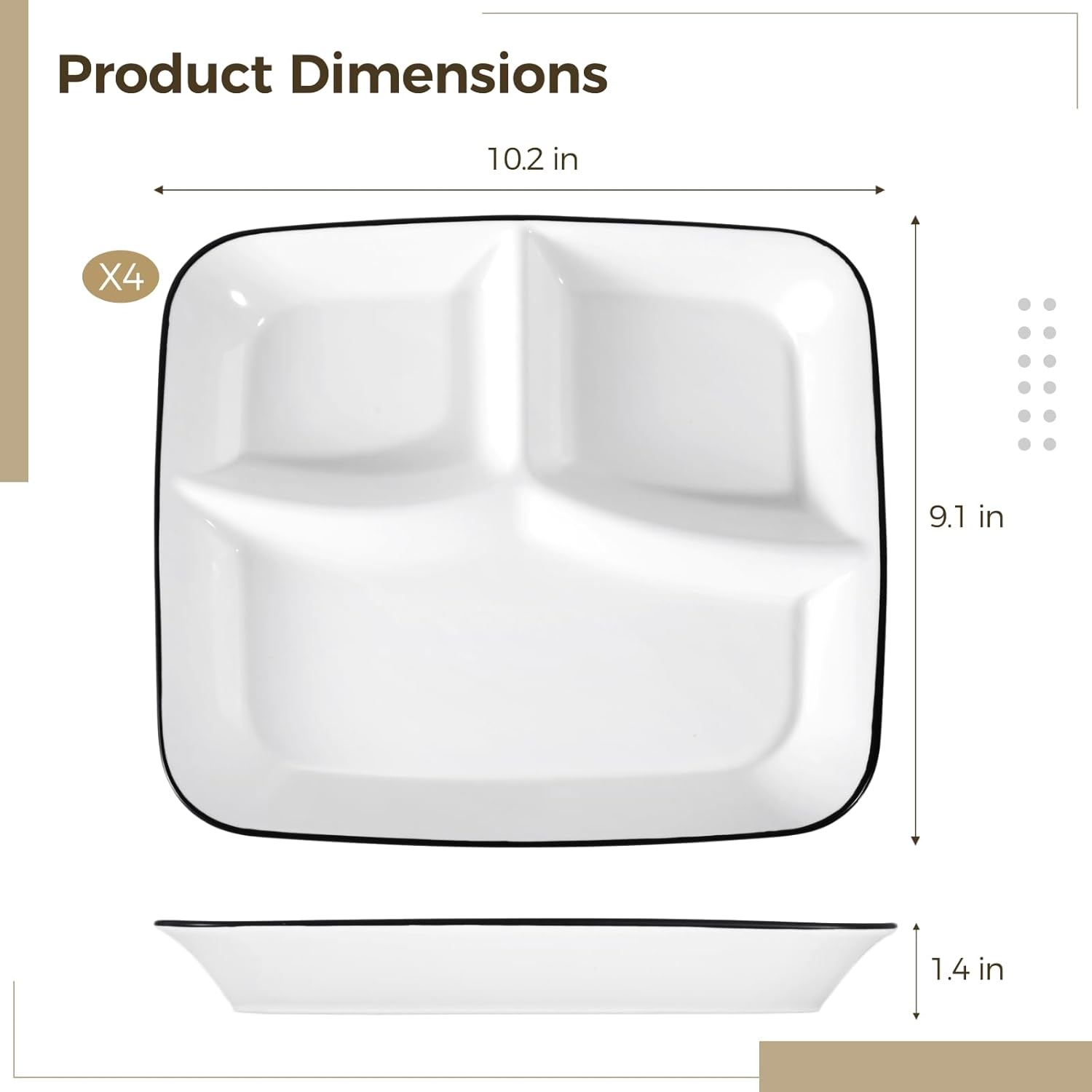 OMISTAR 4-Piece Portion Control Plates Set