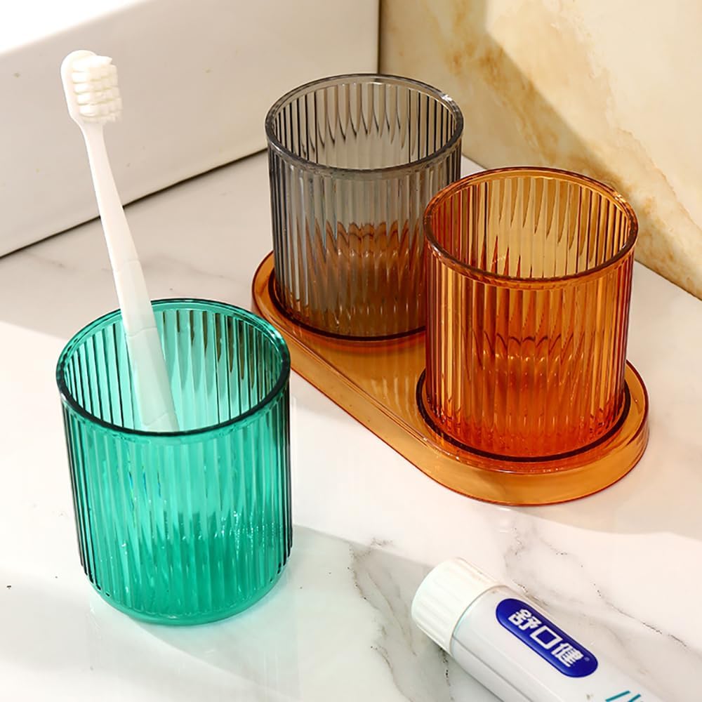 Bathroom Tumbler Set 2 Unbreakable Toothbrush Cup Dishwasher Safe drinking cup Gray Gray