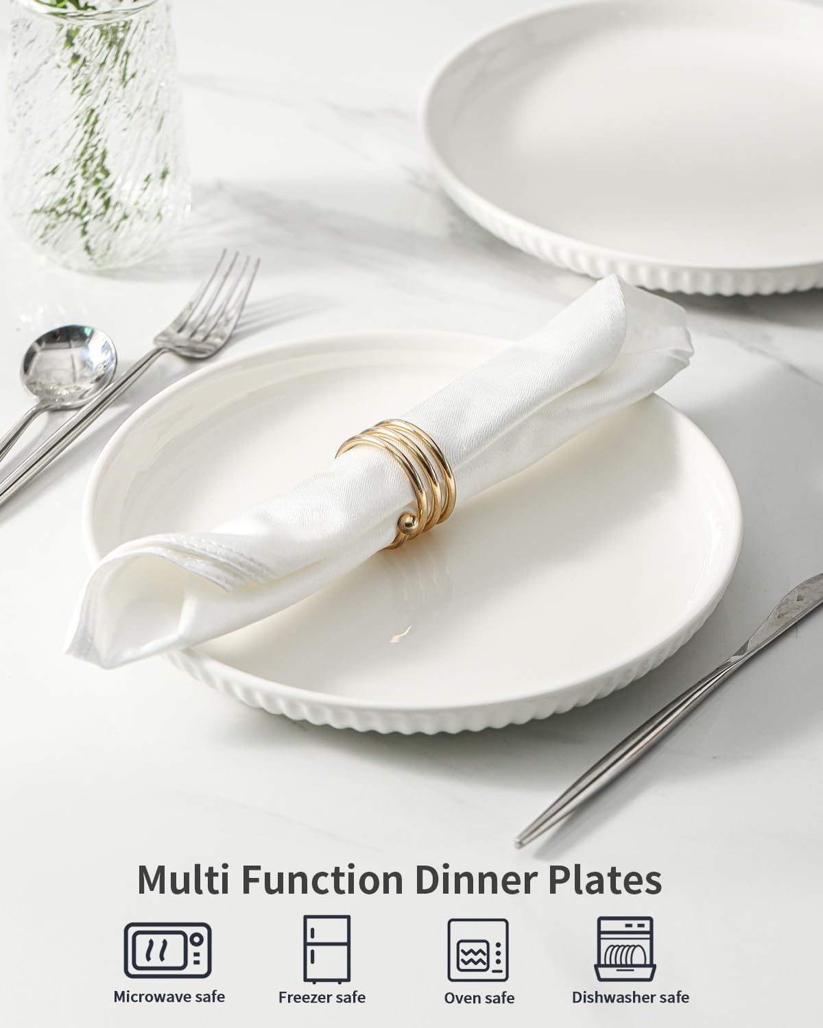 Hasense 10-Inch Dinner Plate Set Ceramic Plates