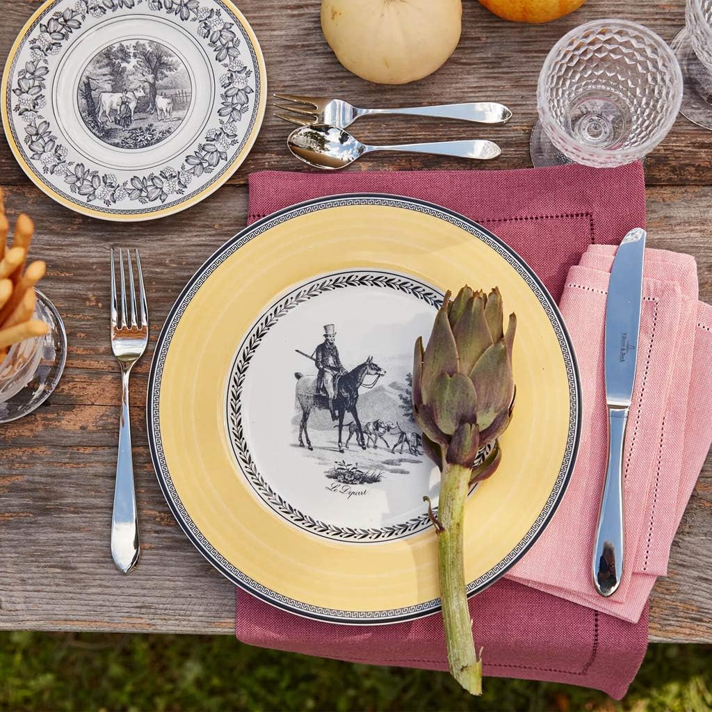 ElegantVilleroy Boch Audun Chasse Dinner Plate Size 105in WhiteGrayYellow