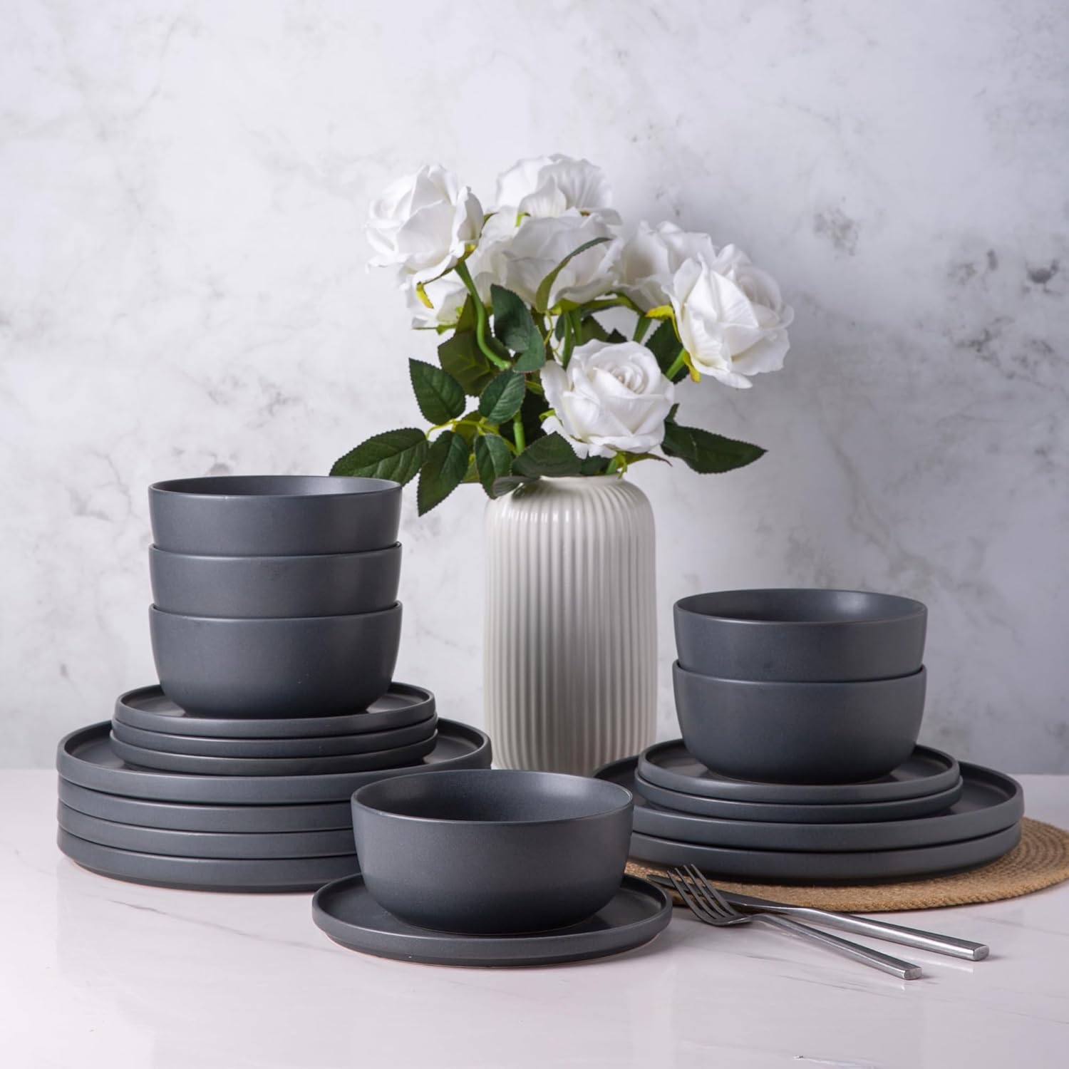 Inside Unique Ceramic Dinner Plate Set 6-Piece