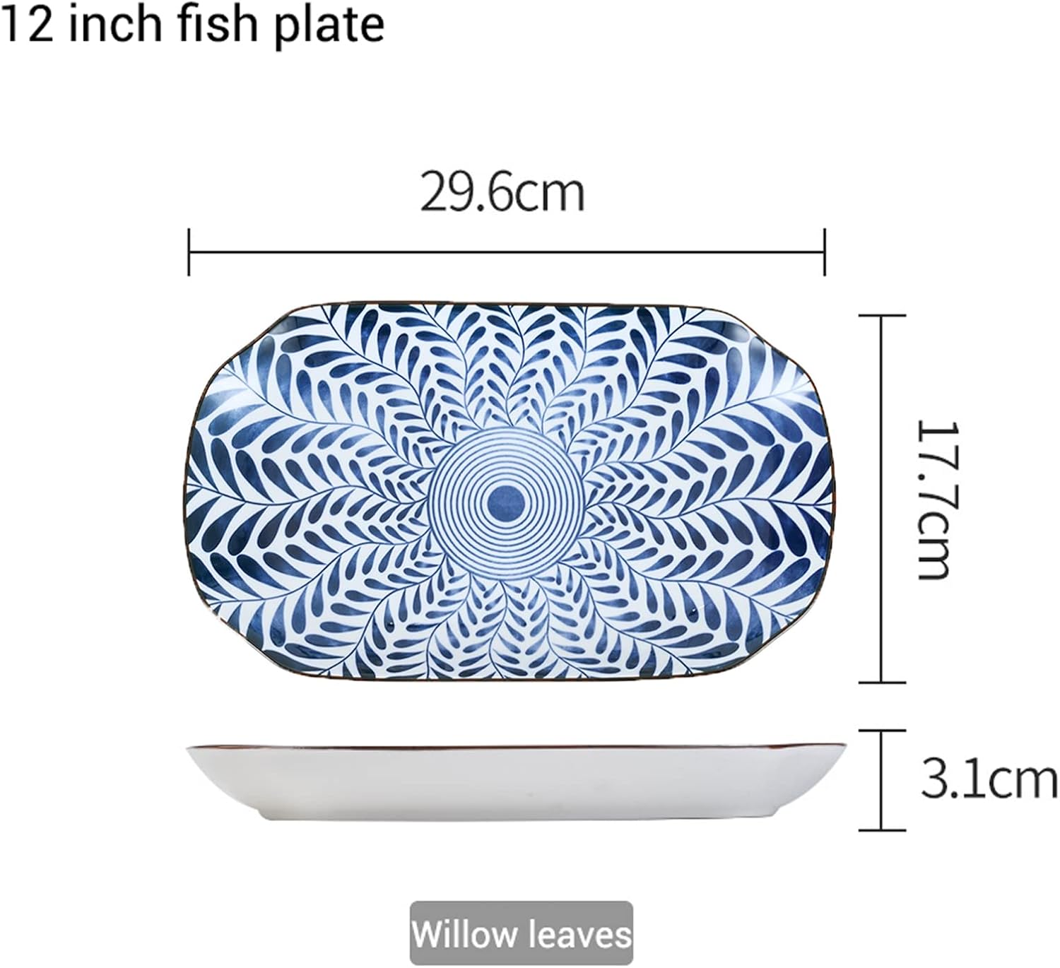 Gegong 12 inch Ceramic Fish Plate