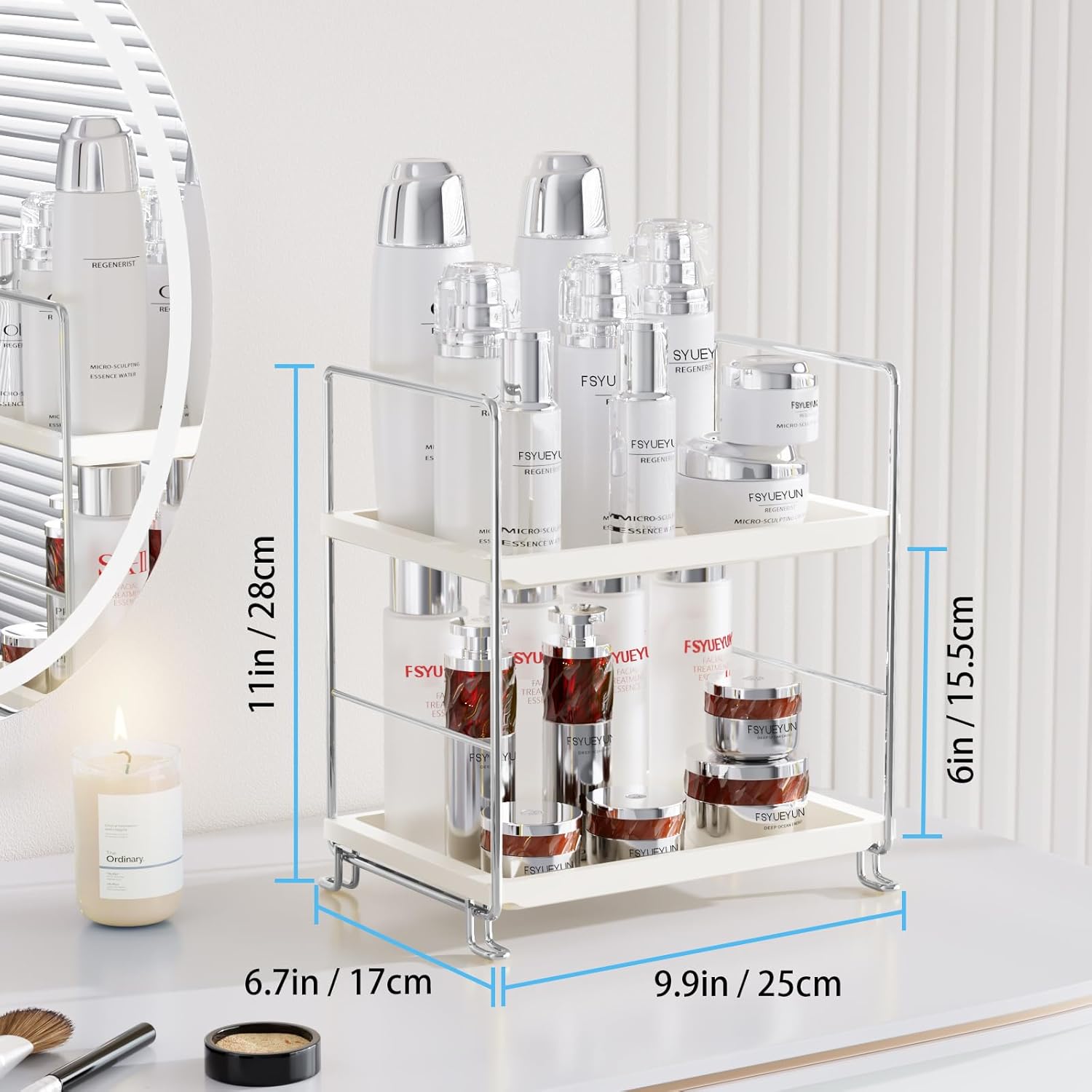 FSyueyun 2-Tier Sliver Bathroom Counter Organizer