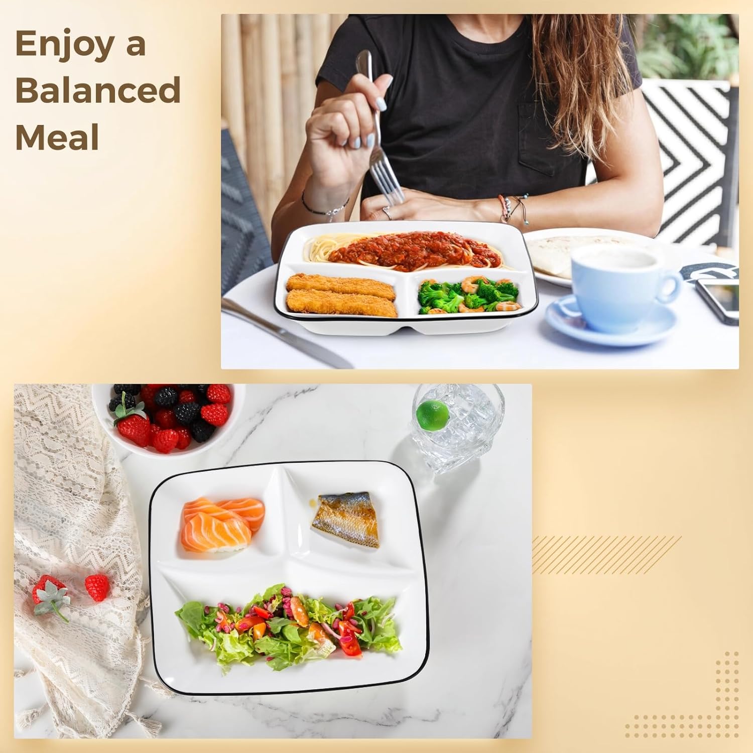 OMISTAR 4-Piece Portion Control Plates Set