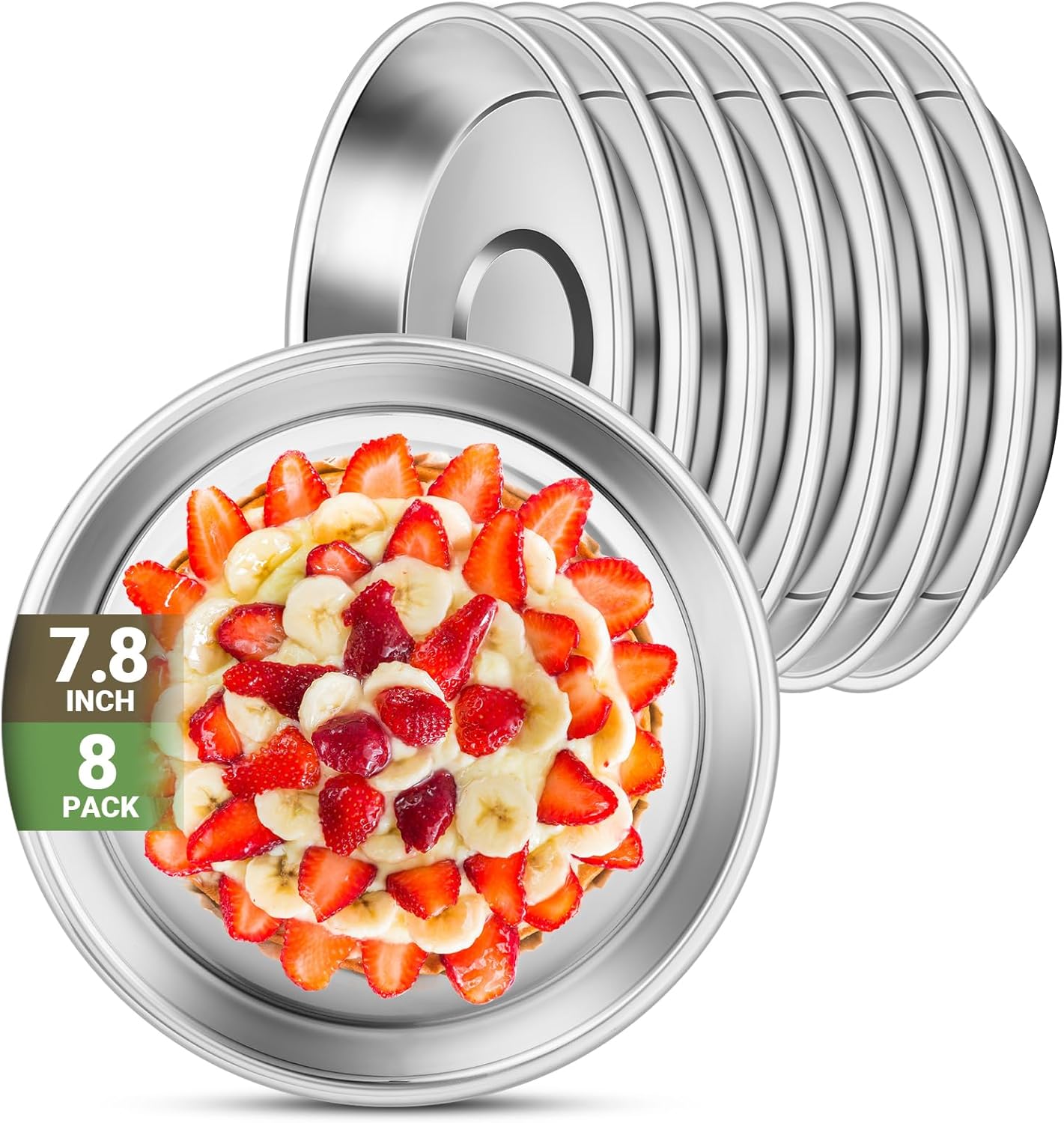 Offiper Stainless Steel Camping Plates 8-Piece Durable Shatterproof