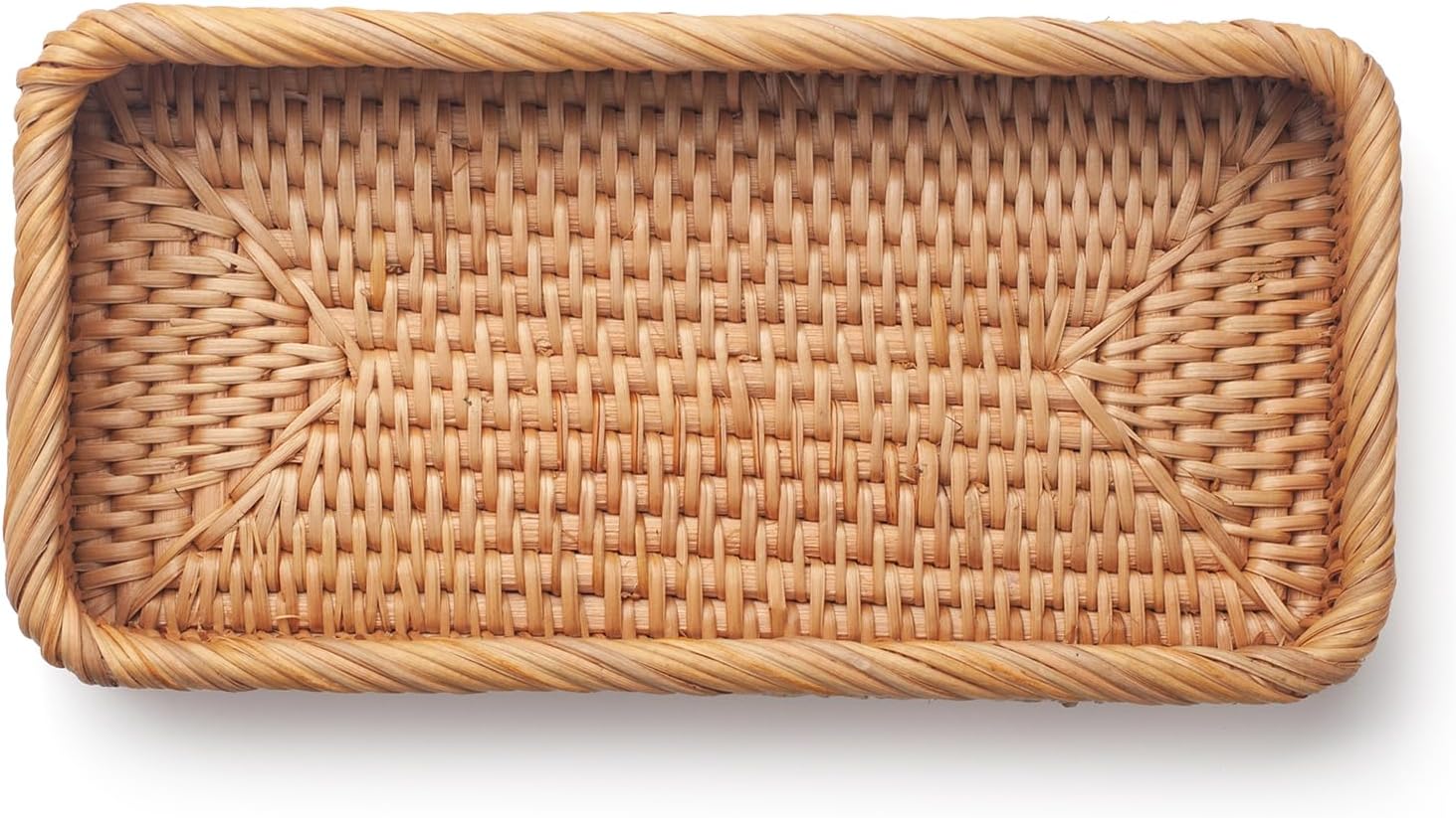 DECrafts Eco Rattan Bathroom Vanity Tray for Storage and Style