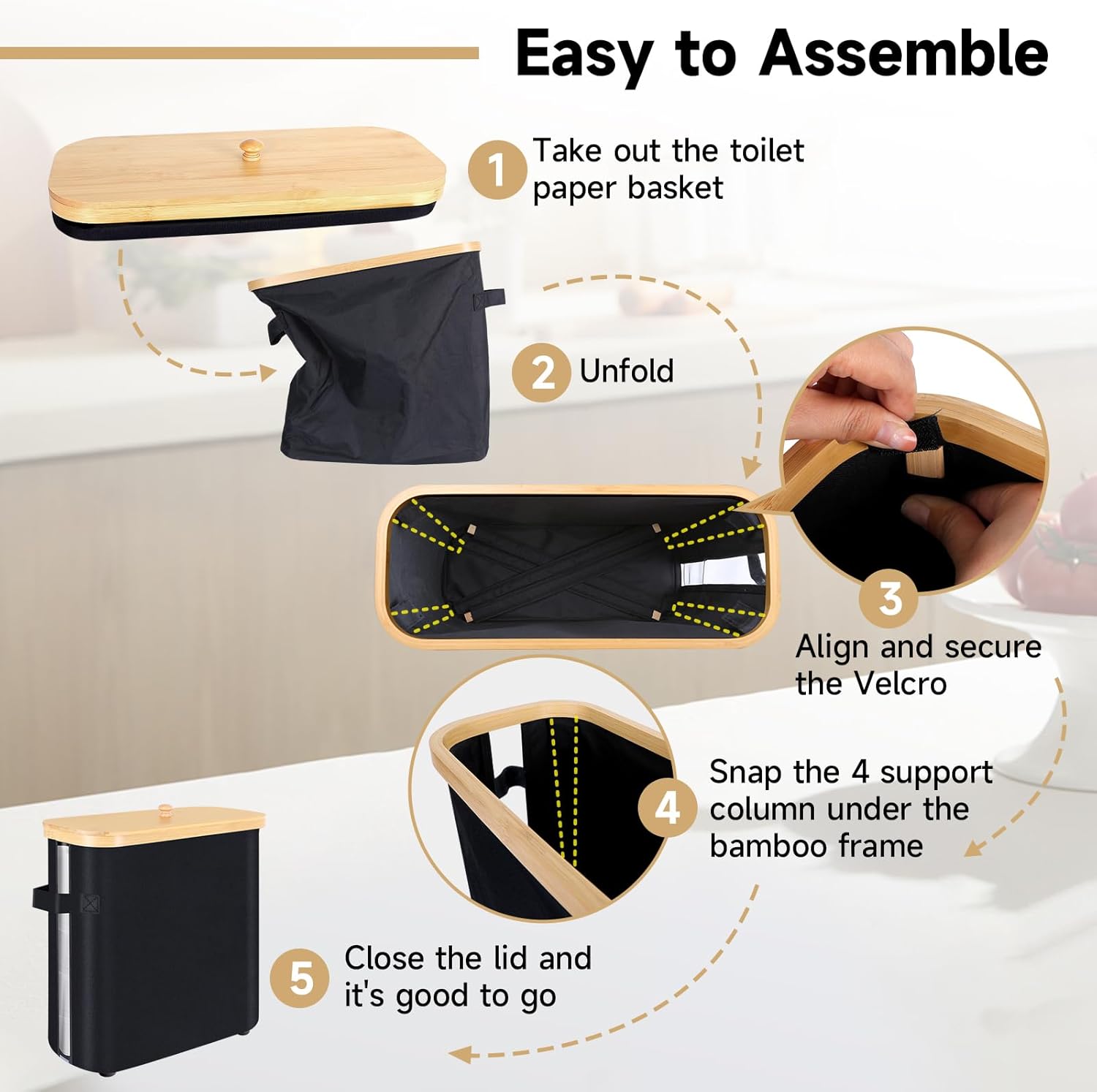 Sicamin Bamboo Folding Toilet Paper Organizer