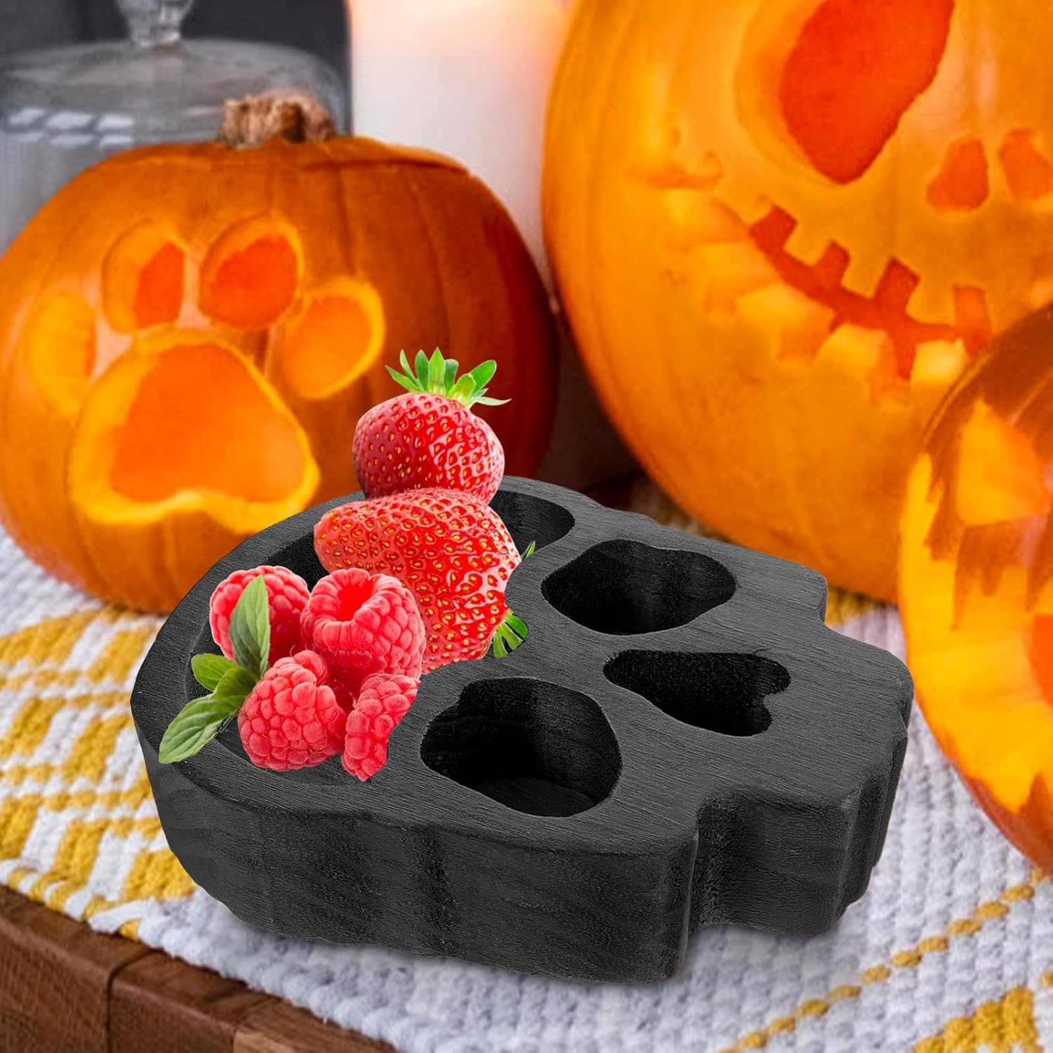 Alipis Halloween Wooden Skull Bowl Charcuterie Board