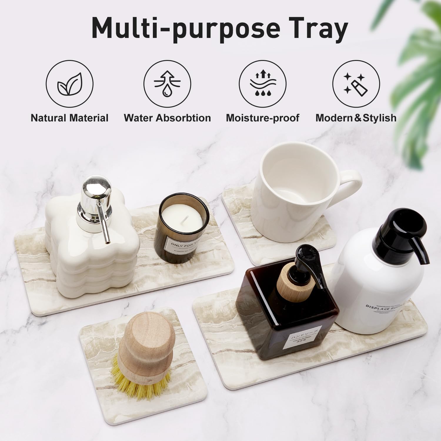 Deceram Set of 4 Drying Stones for Kitchen Bath