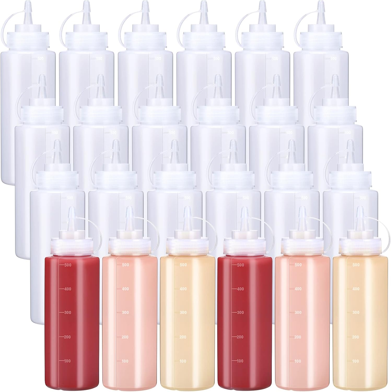 Premium 16 oz Plastic Squeeze Bottles for Condiments Ketchup and More