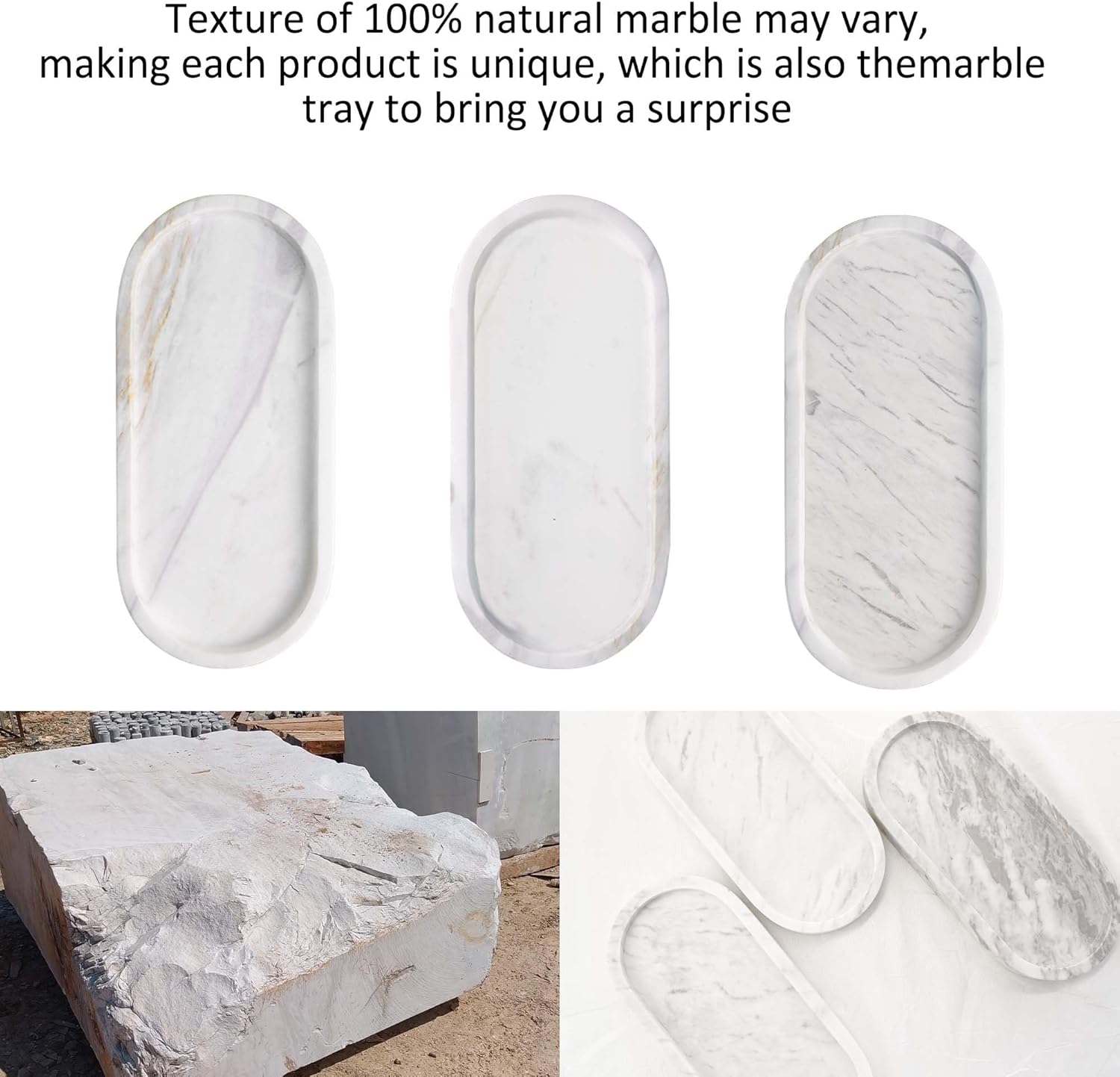NANSHOP - Natural Travertine Marble Bathroom Vanity Tray