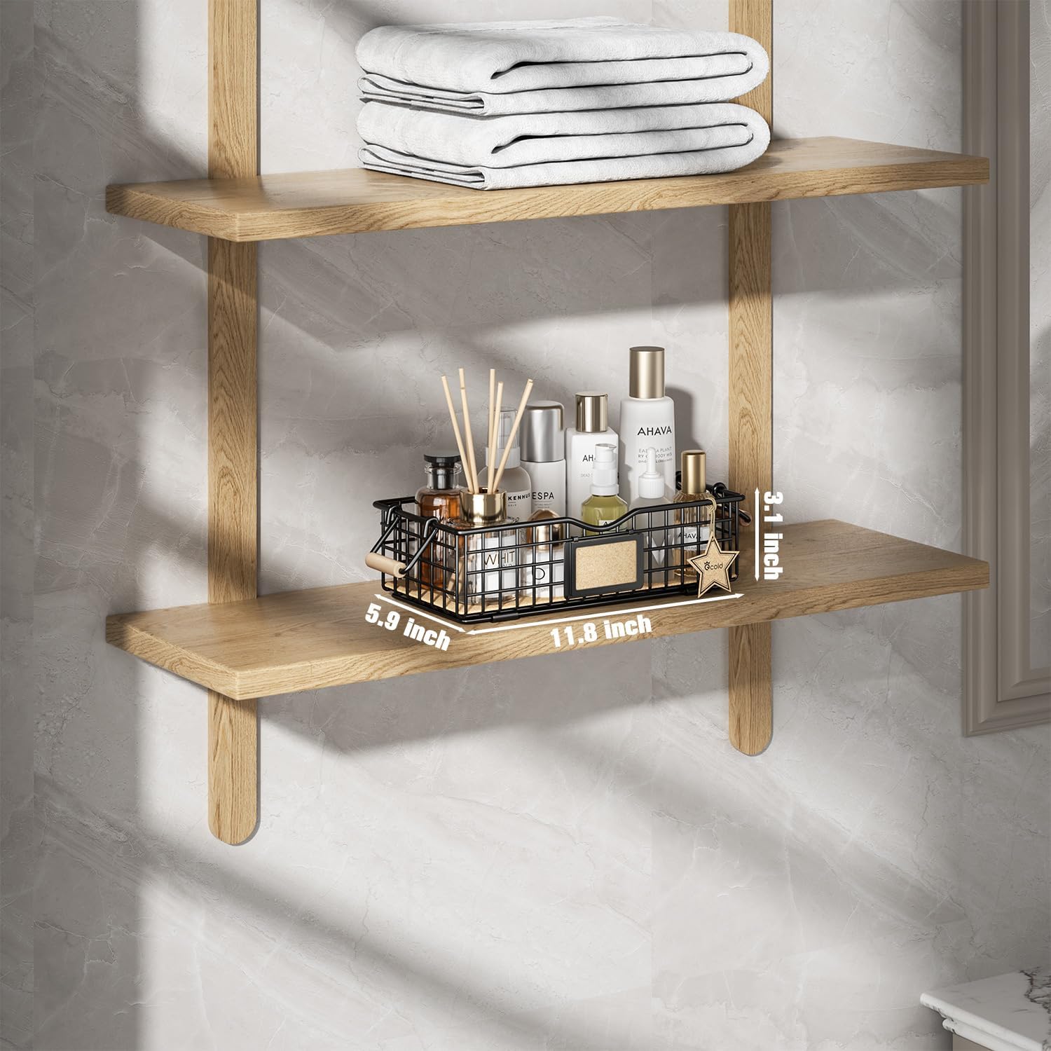 Bathroom Organizer Basket with Handle Black