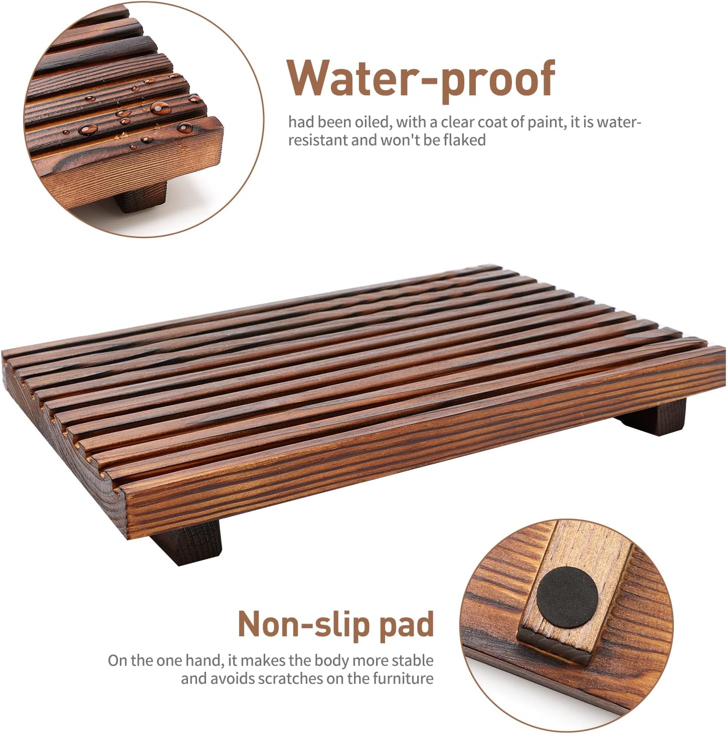 Renawe Wooden Bathroom Counter Tray with Soap Dispenser Holder