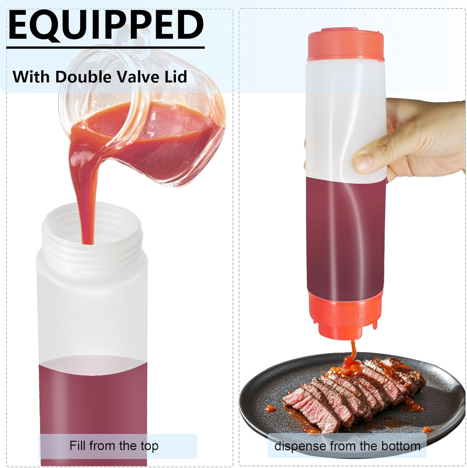 4 Pcs 16 oz Inverted Squeeze Bottles for Condiments and Sauces
