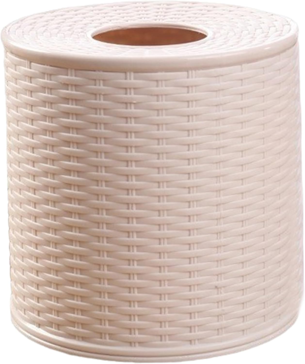 Round Imitation Rattan Toilet Paper Cover for Bathroom Kitchen Office