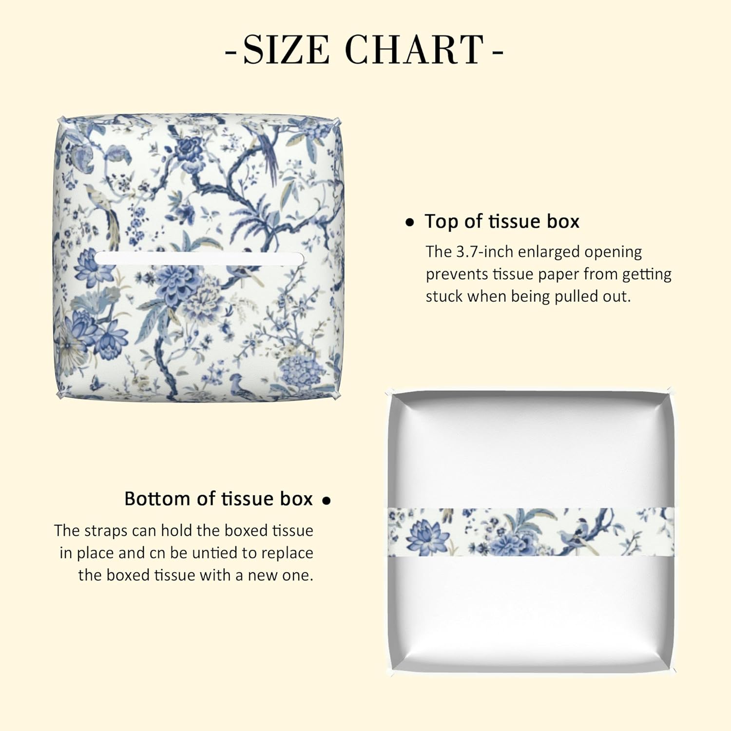 Blue Flower and Bird Tissue Box Holder