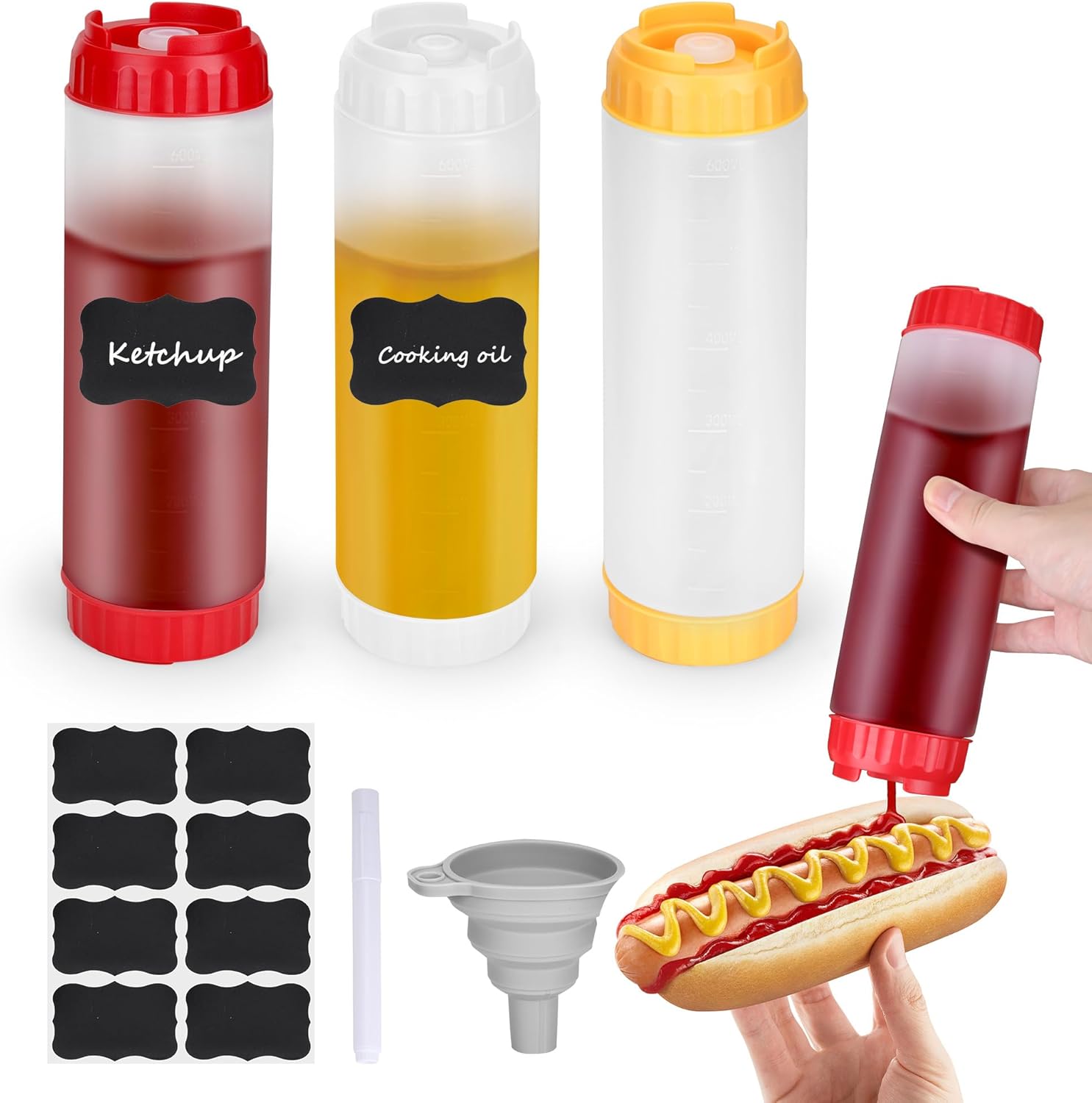 3PCS Squeeze Condiment Bottles