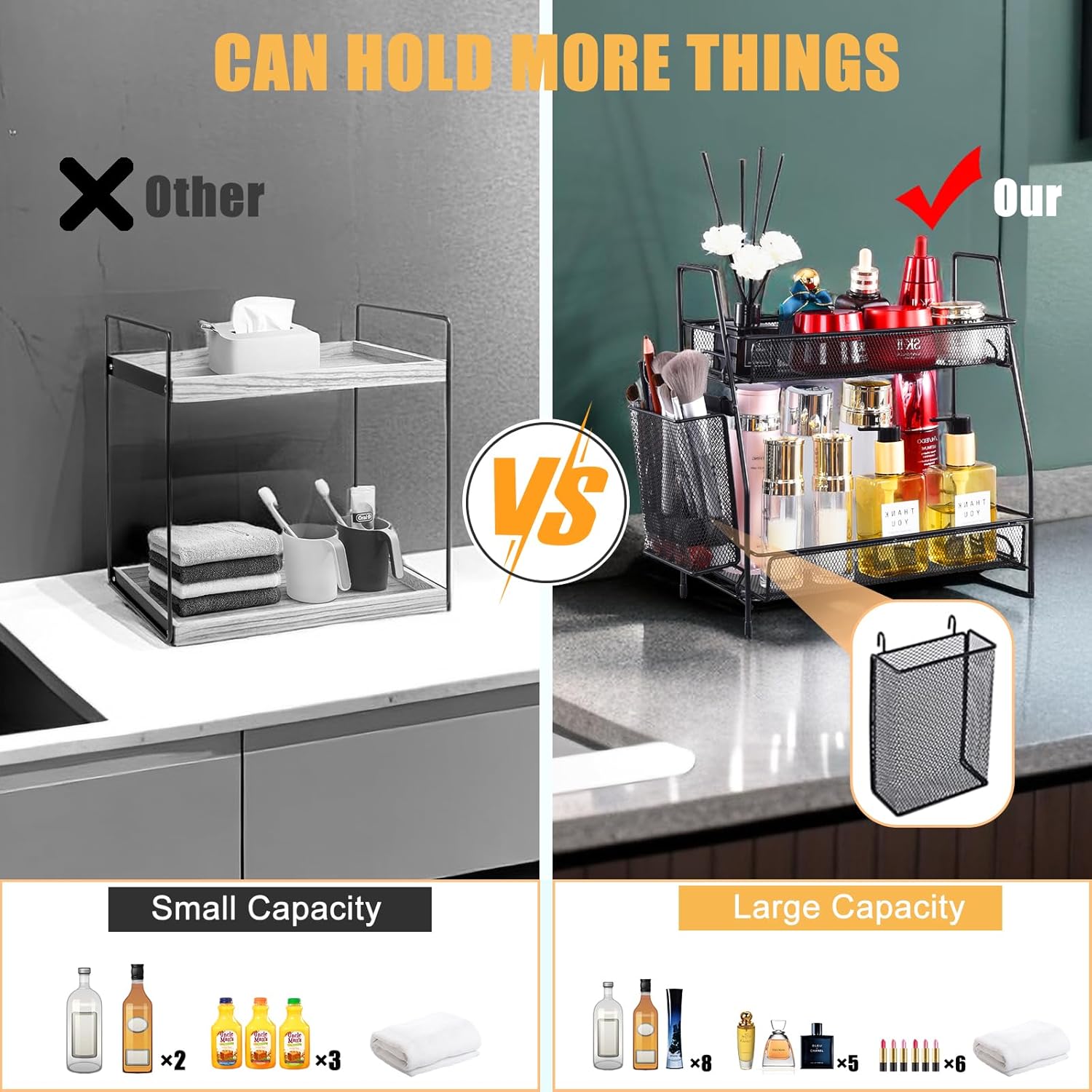 Bath Organizer 2-Tier Storage Tray for Countertops