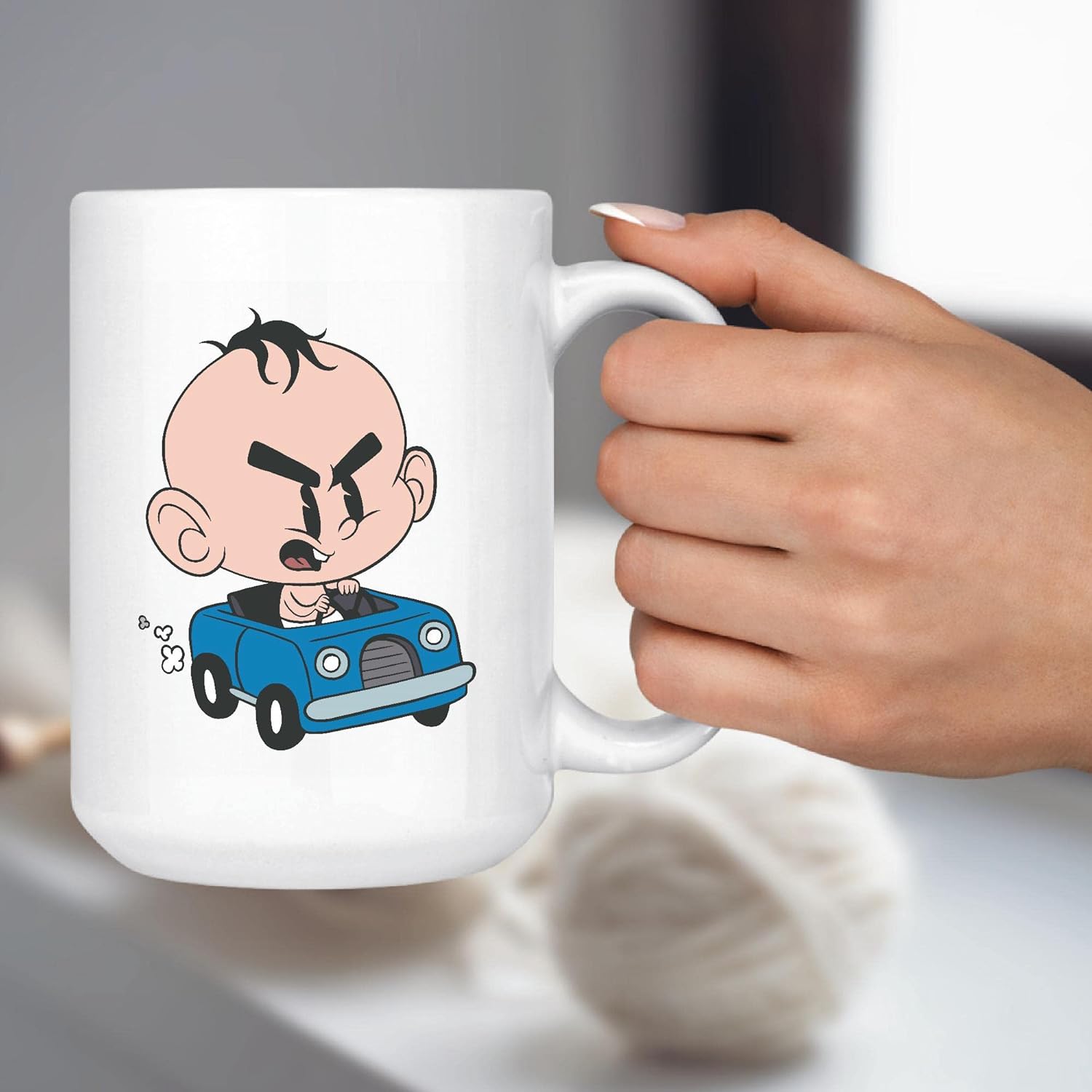Surprise Toddler mug with Angry Baby Car inside