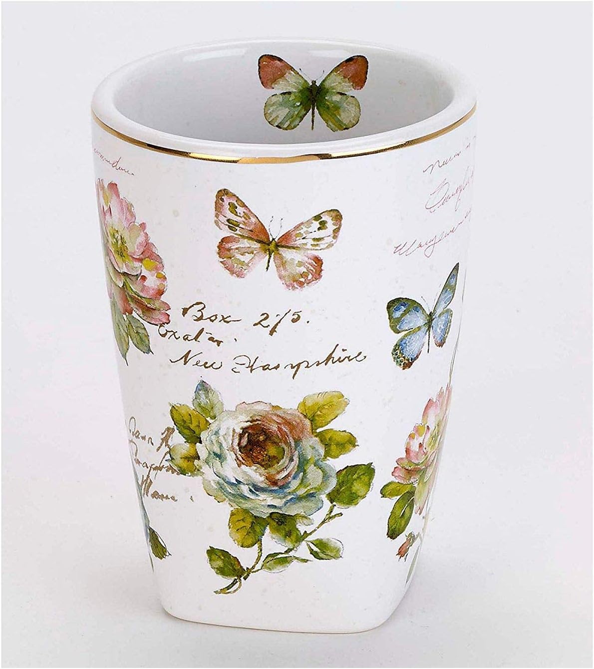 Stunning Floral Tumbler Butterfly Garden Collection White