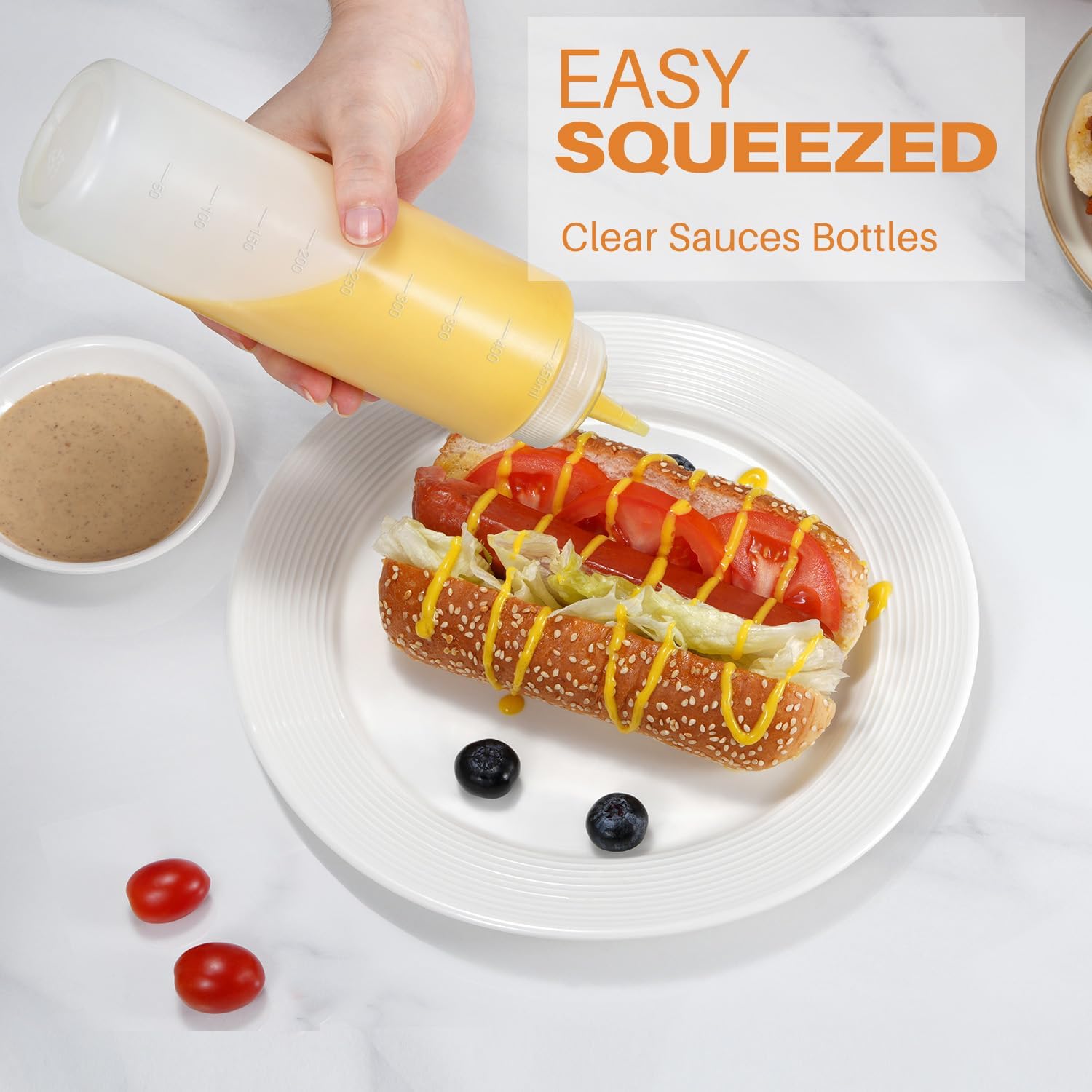 Sopito Squeeze Bottles Leaks-Proof Sturdy transparent 16 oz 6-Piece Set