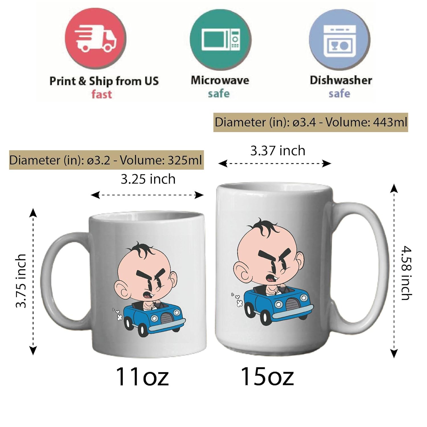 Surprise Toddler mug with Angry Baby Car inside