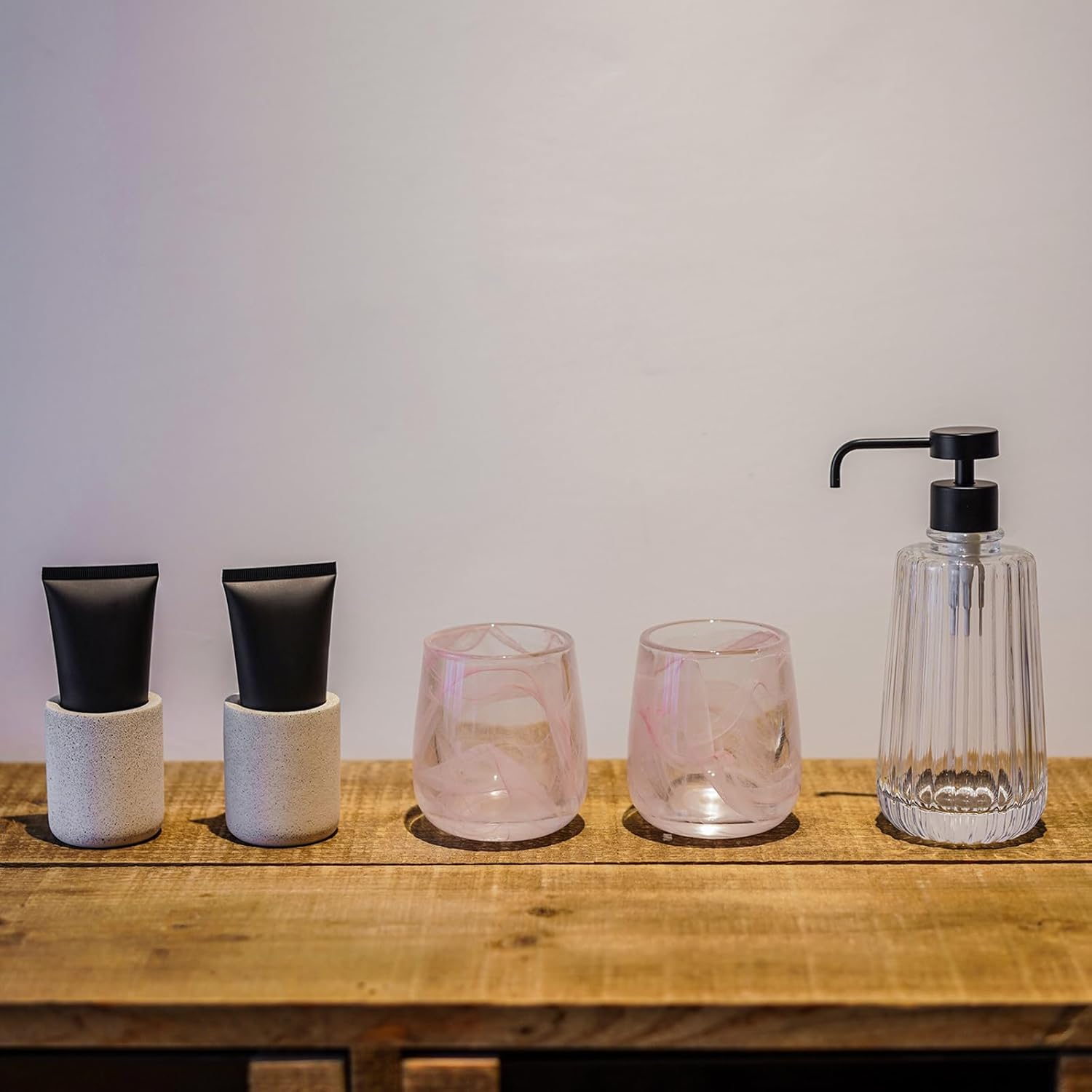 Premium Pink Glass Tumbler Decorative Toothbrush Cup