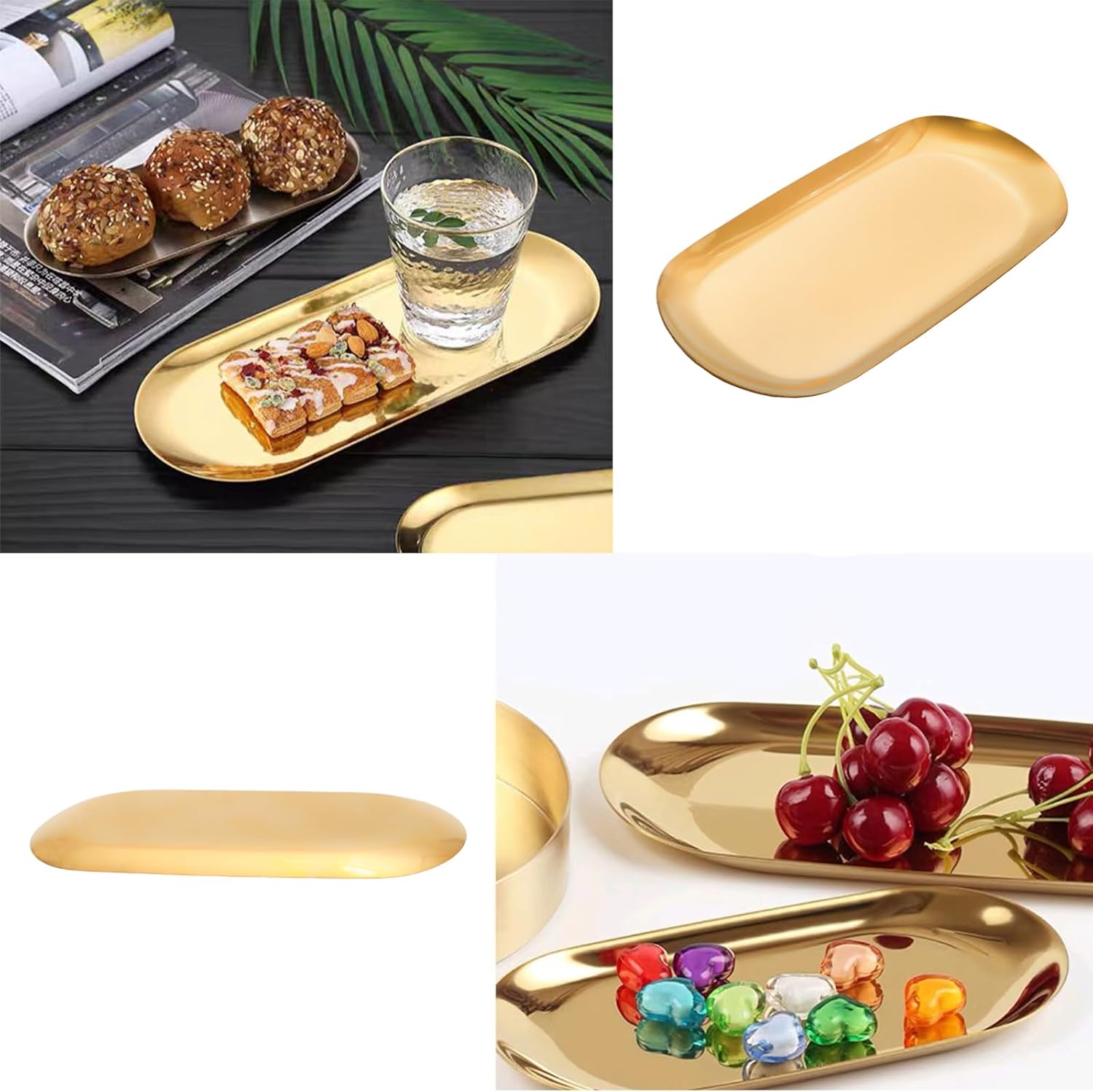 Elegant Pocoxll Vanity Trays Set - Gold Accent for Bathroom Kitchen