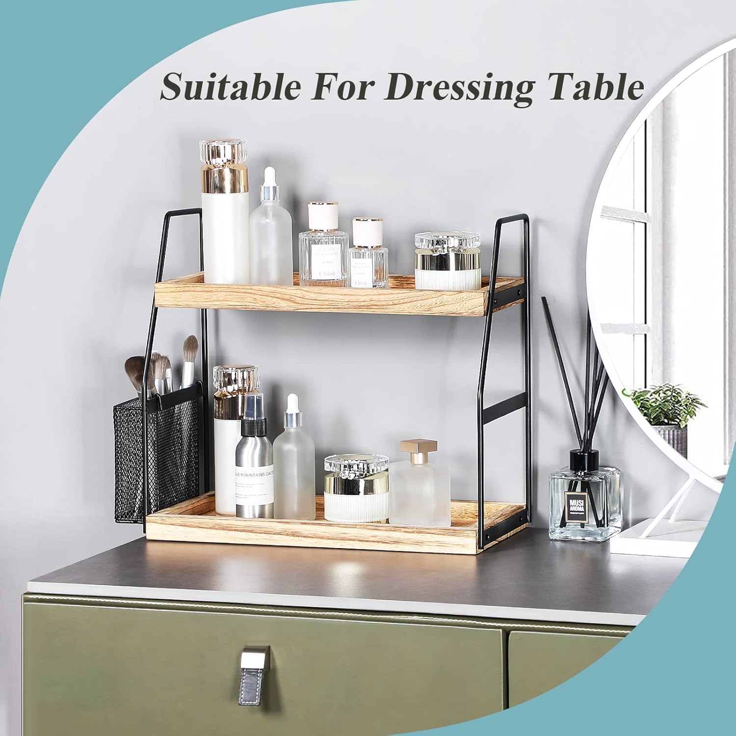 Bath Organizer 2-Tier Storage Shelf for Vanity