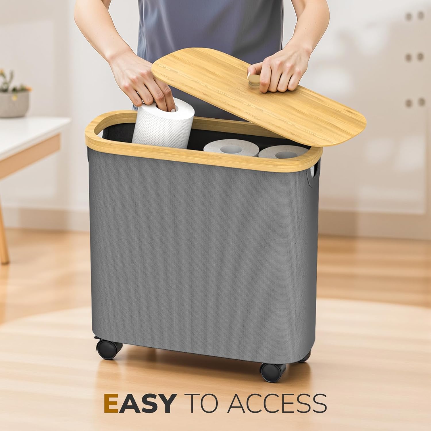 Compact Bamboo Toilet Paper Holder