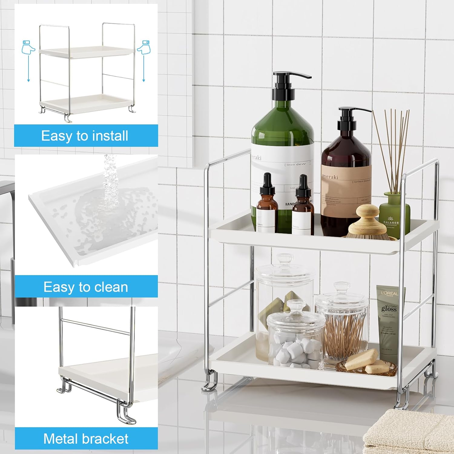 FSyueyun 2-Tier Sliver Bathroom Counter Organizer
