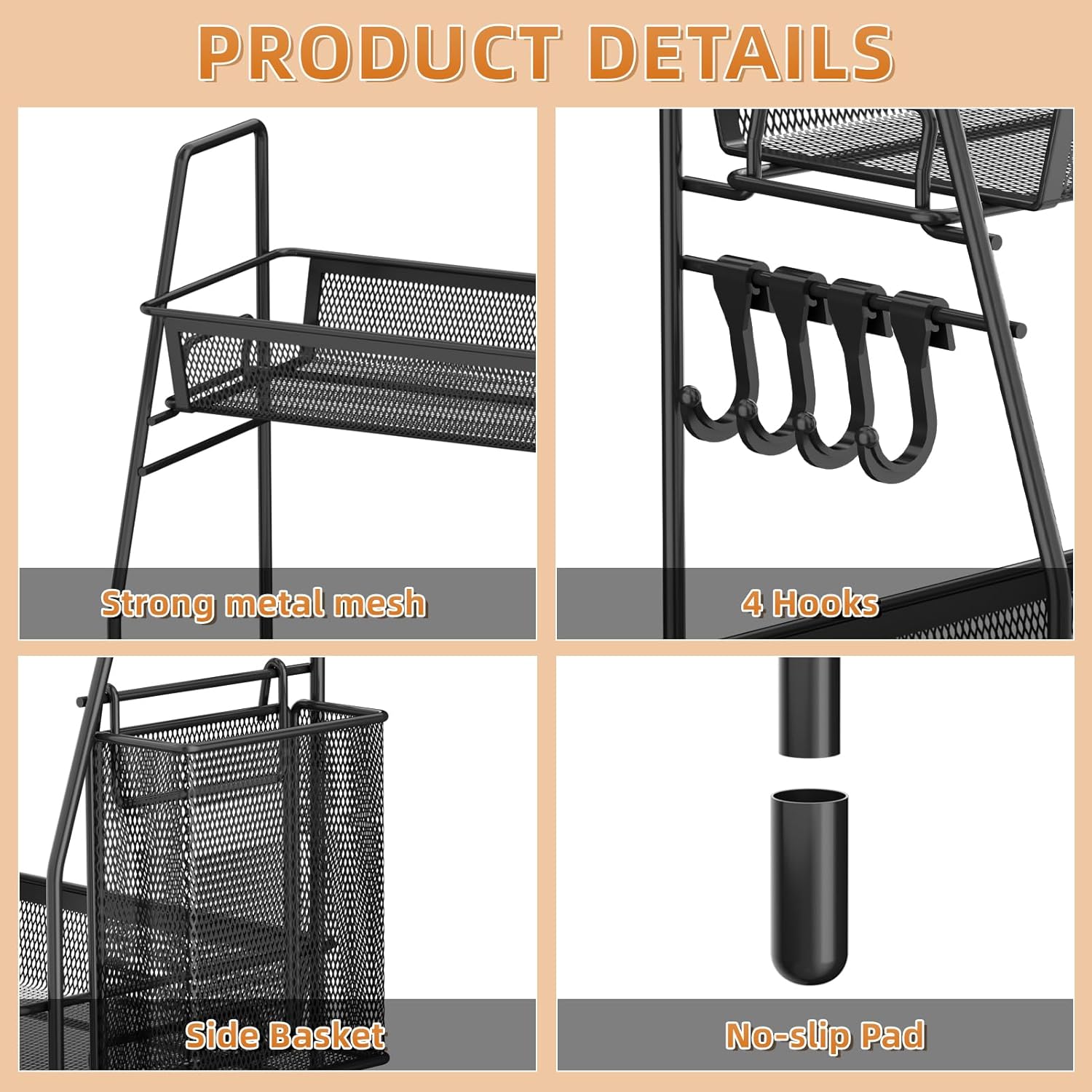 VITVITI 2-Tier Black Bathroom Organizer