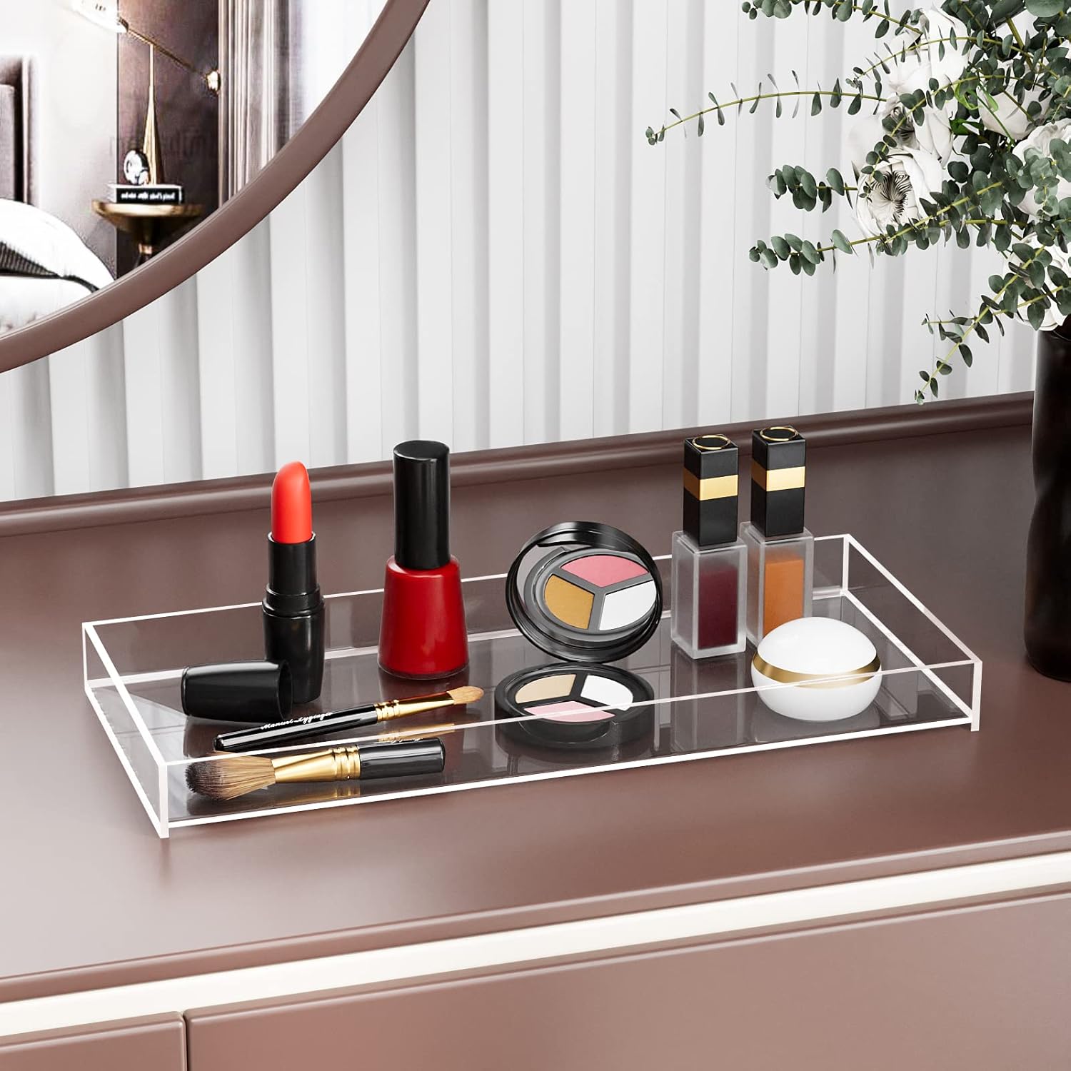 MaxGear Acrylic Vanity Tray 118 x 5 x 12 Inch Bathroom Organizer