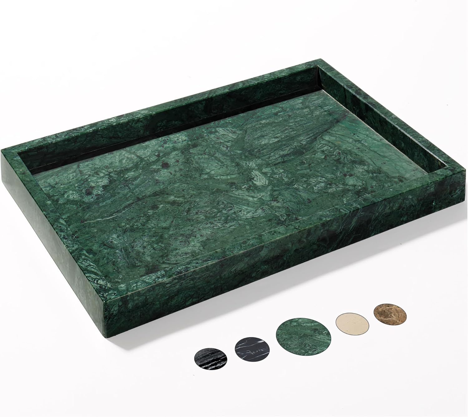 Elegant Real Natural Marble Vanity Tray Dark Green