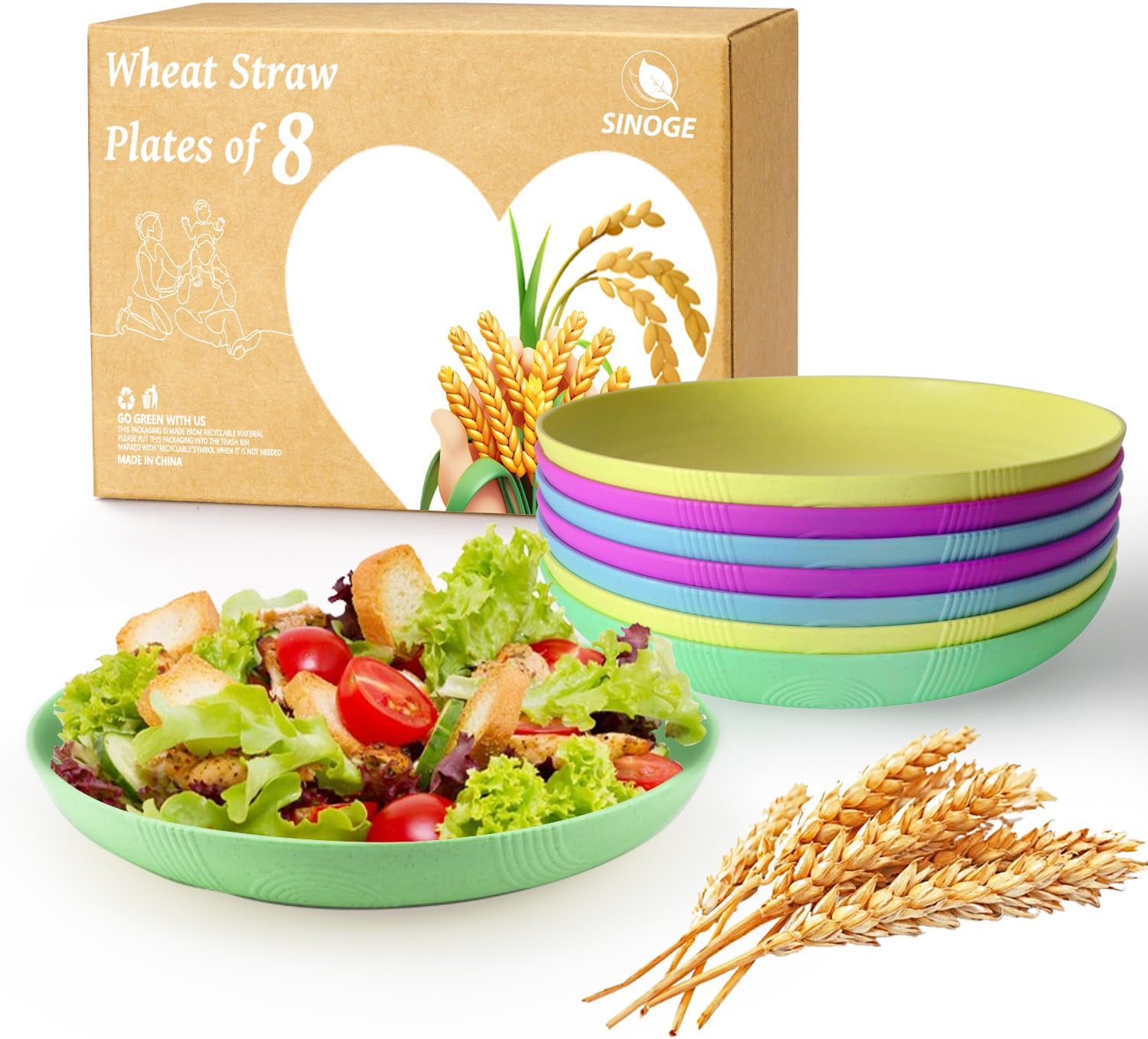 SINOGE Wheat Straw Plates 10 Inch Disc