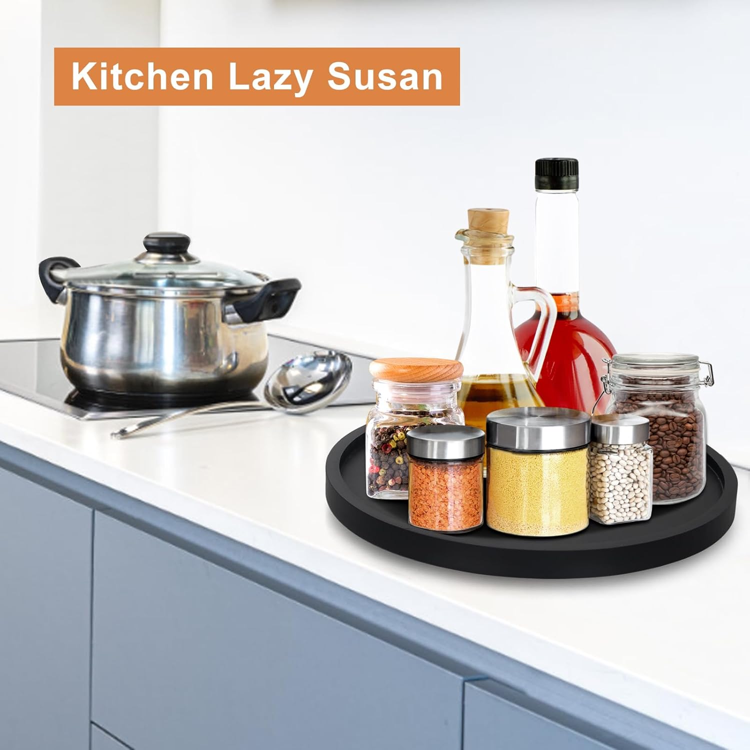 Black Wooden Shooting Lazy Susan descrip