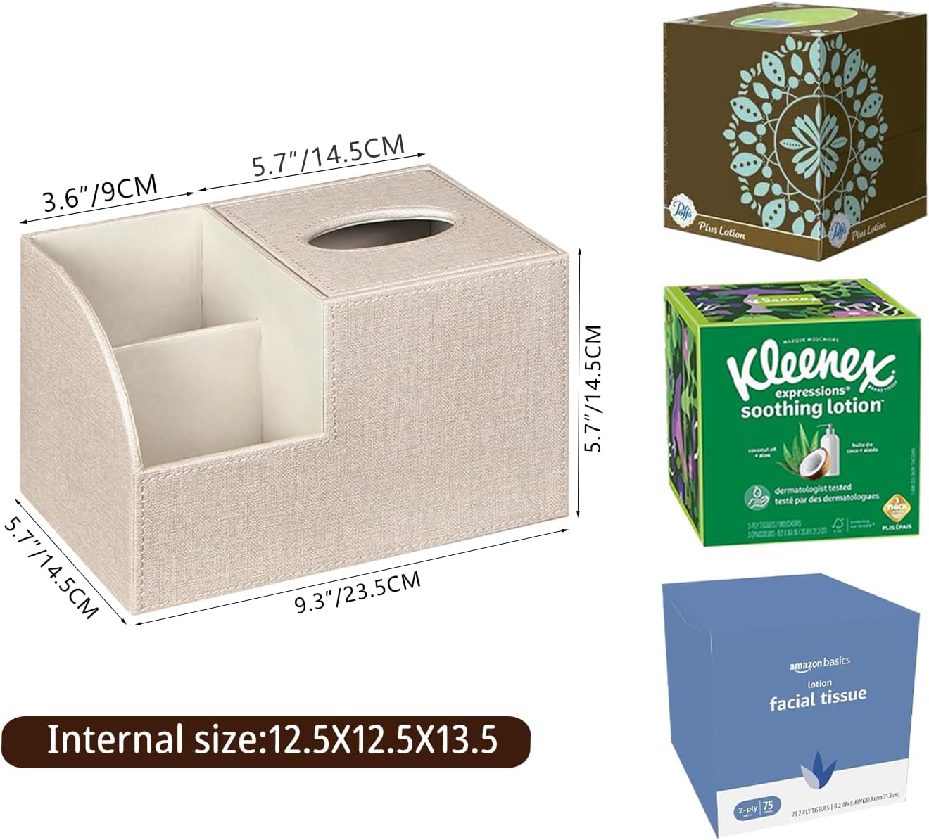 Bliance PU Leather Square Tissue Box Cover - Stylish Remote Control Organizer